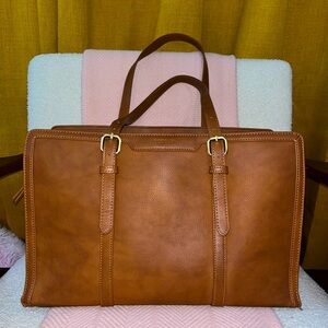 Chic Brown Leather Tote Bag for Laptop